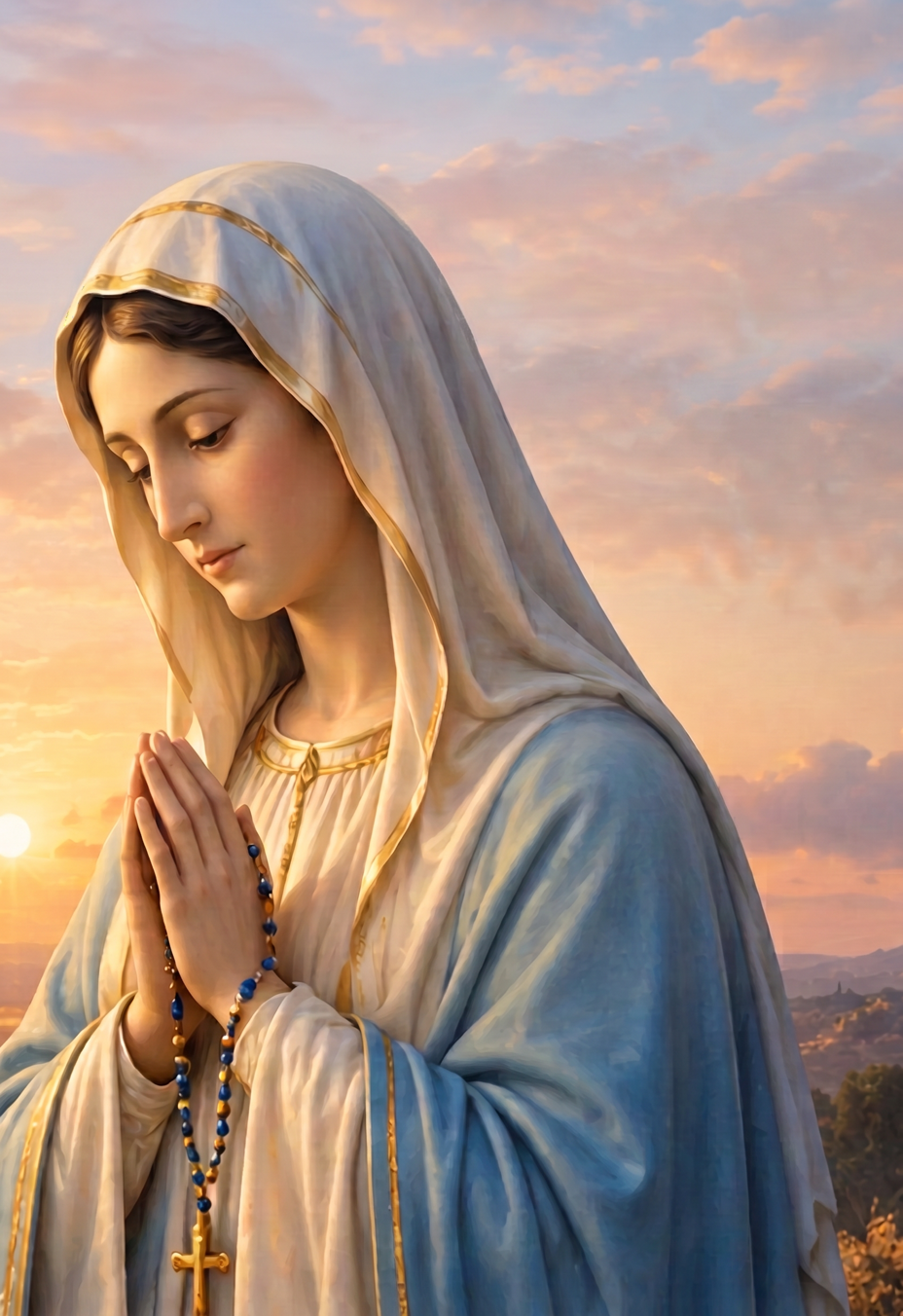 Our Lady holding a rosary